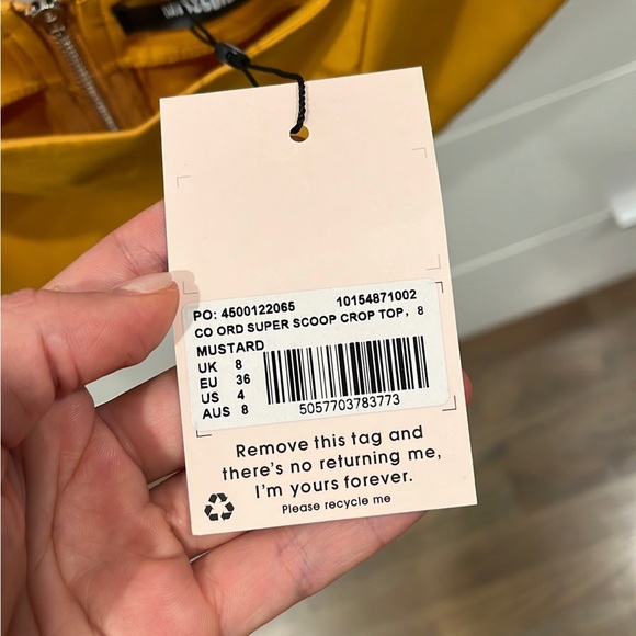 Gold yellow crop top square neck super scoop missguided NWT mustard - Picture 5 of 5